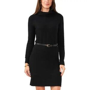 89$ Vince Camuto Turtleneck Sweater Mini Dress Long Sleeves Size XXL Rich Black